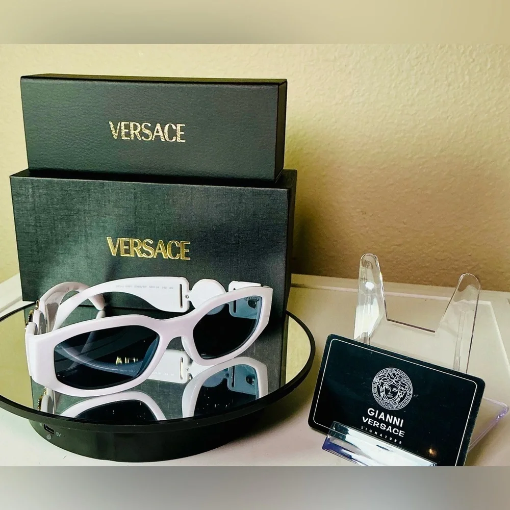 Versace Medusa White Tinted Lens Sunglasses Authentic